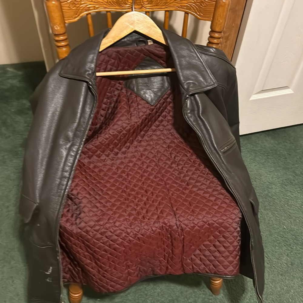 Round tree Large Leather coat